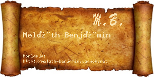 Meláth Benjámin névjegykártya