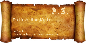 Meláth Benjámin névjegykártya